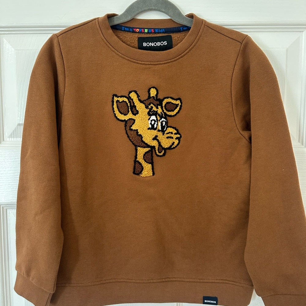 Bonobos Kid’s Brown Sweatshirt with Giraffe Embroidery